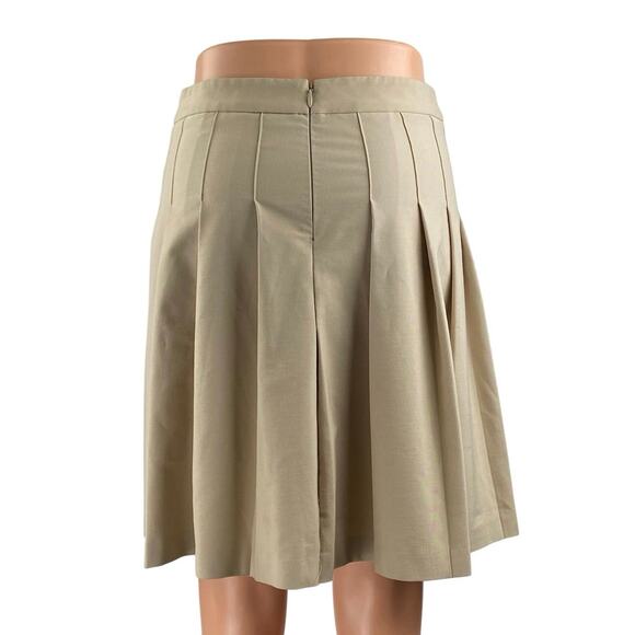 Aritzia Sunday Best Beige Pleated Back Zip Knee Length Flared A-Line Skirt Sz 4 - Picture 3 of 5